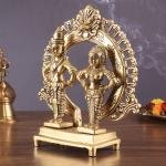 Pure Brass Vitthal Rukmani with Prabhavali | 8.7" x 7.5" x 3.1" (22 x 19 x 8 cm) | 2 kg Sacred Art | Divine Couple Frame Murti